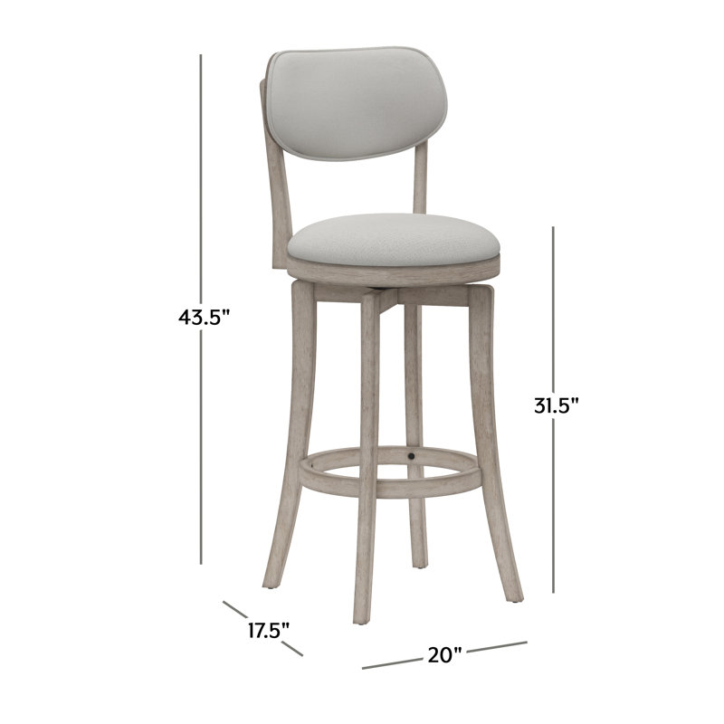 Tabouret de bar et de comptoir pivotant Neriah, Tabouret de bar (avec siège à une hauteur de 31,, Gris vieilli