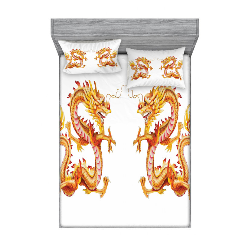 Dragon Microfiber Sheet Set, Queen Sheet Set + Fitted Sheet + 2 Pillowcases