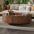 Crantor Round Coffee Table with 2 Storage Drawers Walnut Wood Grain Pattern Living Room Coffee Table-894709483