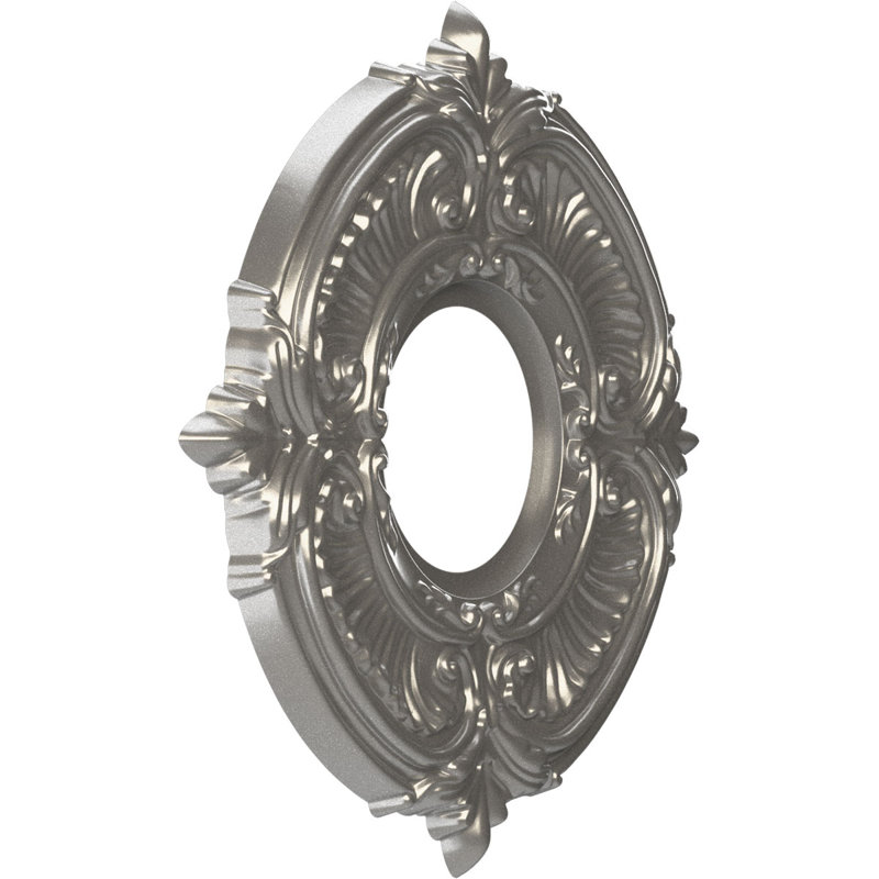 Attica Thermoformed PVC Ceiling Medallion, 10" H x 10" W x 0.75" D, Aged Dark Steel