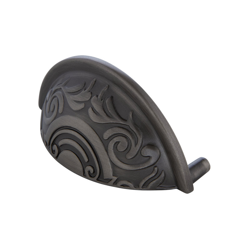 Antique Pewter 3" Victorian Scroll Cup Pull