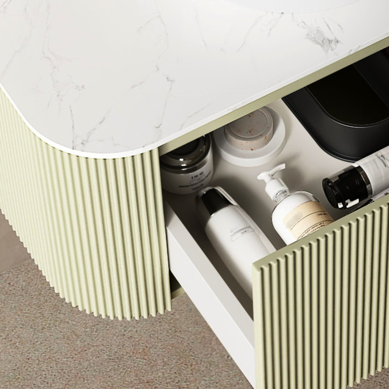 Armoire de salle de bain 36 po avec lavabo - Système de tiroir de meuble-lavabo à fermeture en douceur, Vert clair, 36"