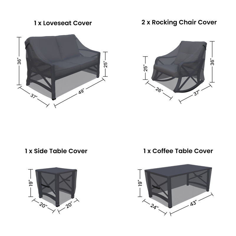 Strachan 5- Piece Outdoor Conversation Sets Group Seating Patio Furniture Covers