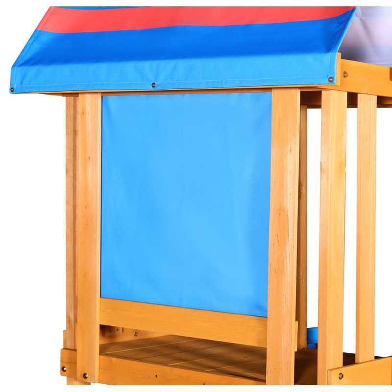 Ensemble de balançoires d'extérieur en bois 3 en 1 - Toboggan, 2 balançoires et grimpeur | Ensemble de jeu pour enfants