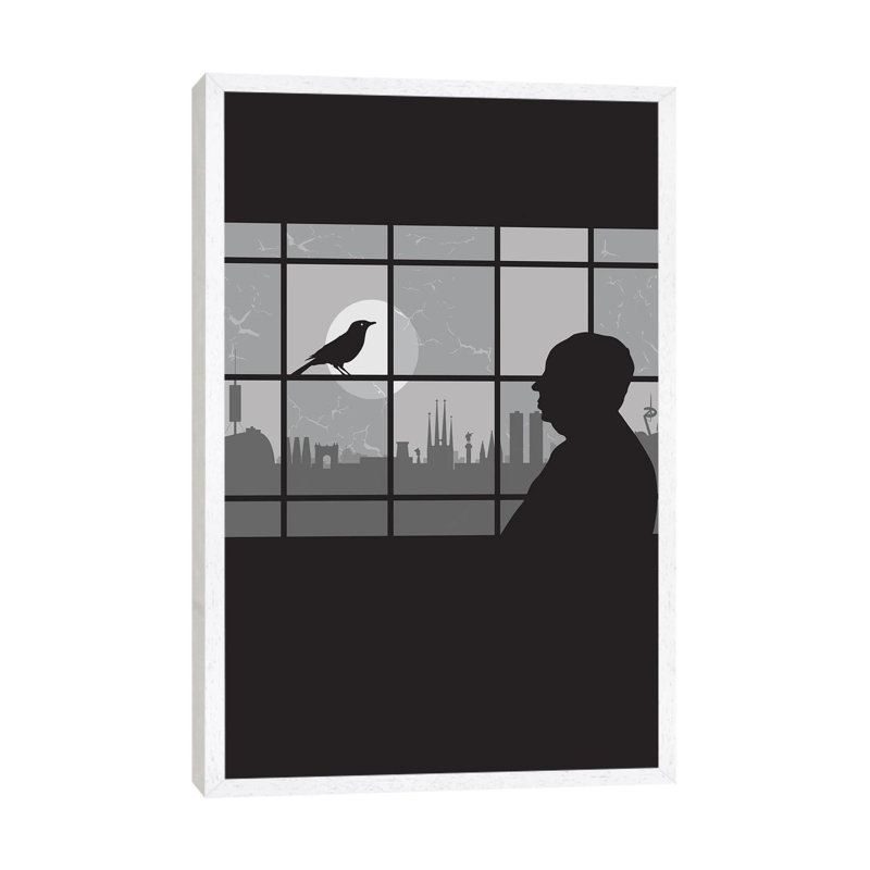Barcelona Bird - Print on Canvas, White Framed, 152.5 cm H x 101.5 cm W