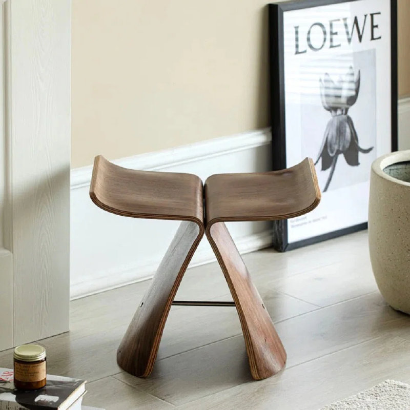 Kennedii Walnut Solid Wood Counter Stool, 1