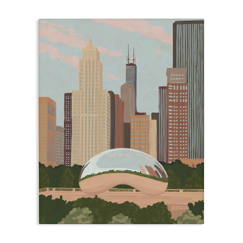 Toile Chicago Bean Cityscape, conception de Veronica Lara, H 30 po x l 24 po