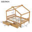House Platform Bed with Two Drawers,Headboard and Footboard, Roof Design-1563359896