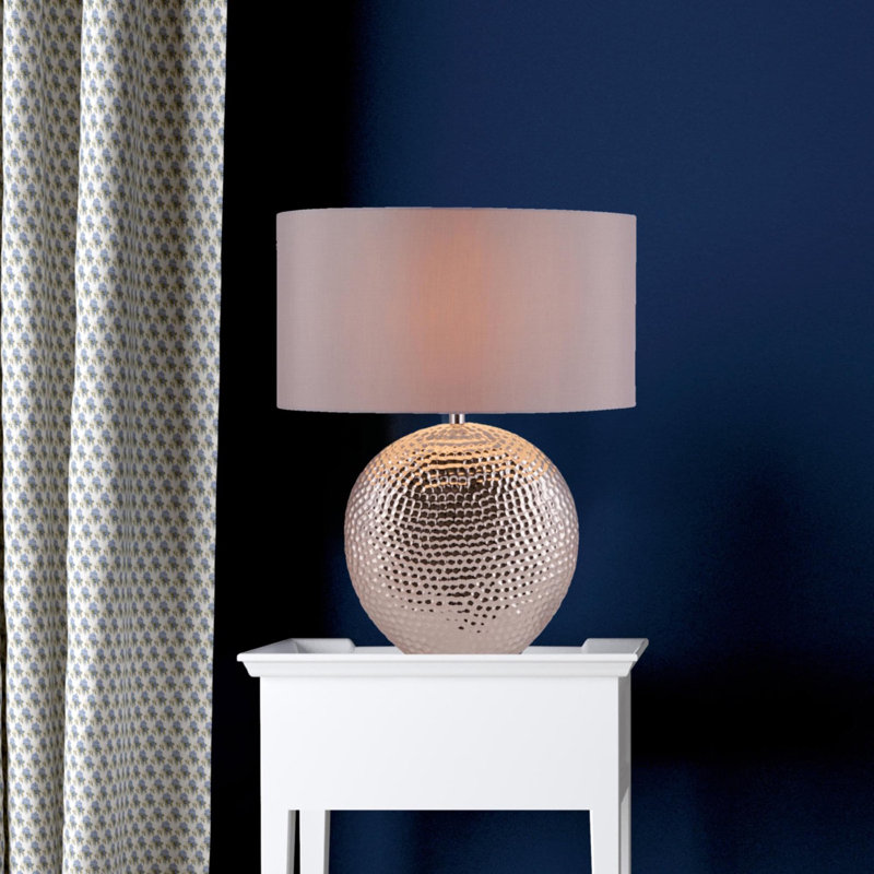 Malupo Metal Table Lamp, Polished Chrome, Grey