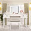 Bureau de coiffeuse en miroir avec tiroirs, ensemble de coiffeuse de chambre à coucher avec miroir et tabouret, coiffeuse rabattable pour chambre à coucher / salle de maquillage, bureau de travail pour femmes, ensemble de mobilier pour fille