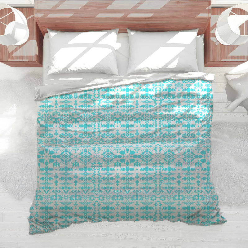 Édredon en damas bleu complexe, Twin Extra Long