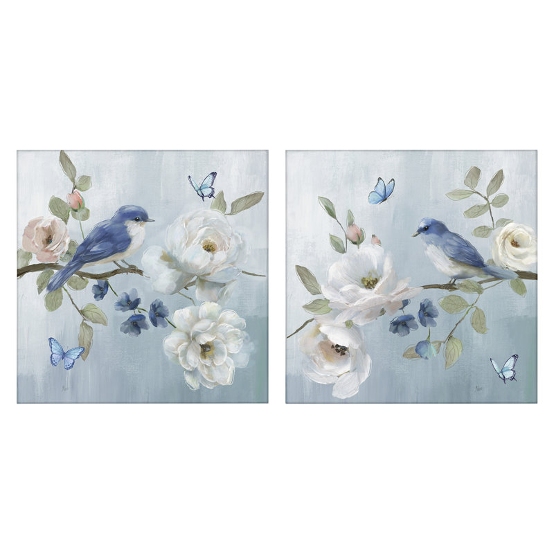 Ensemble de 2 toiles Nature's Tranquility Florals, design par Nan, H 24 po x l 24 po