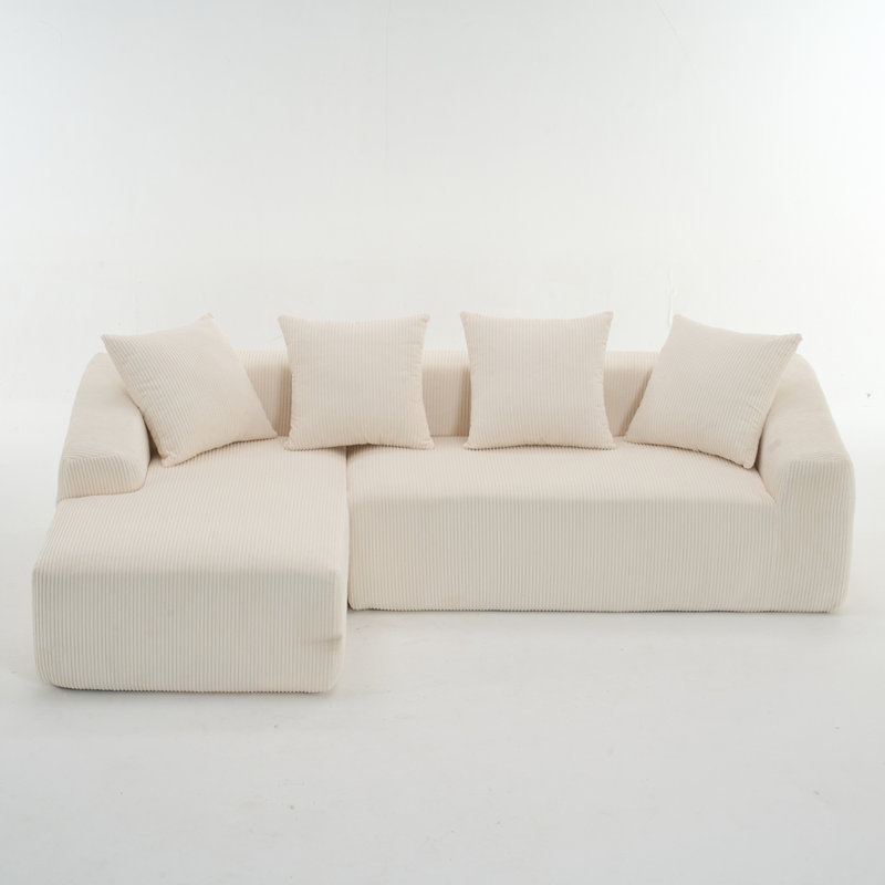 Canapé-lit contemporain avec 4 coussins, Blanc