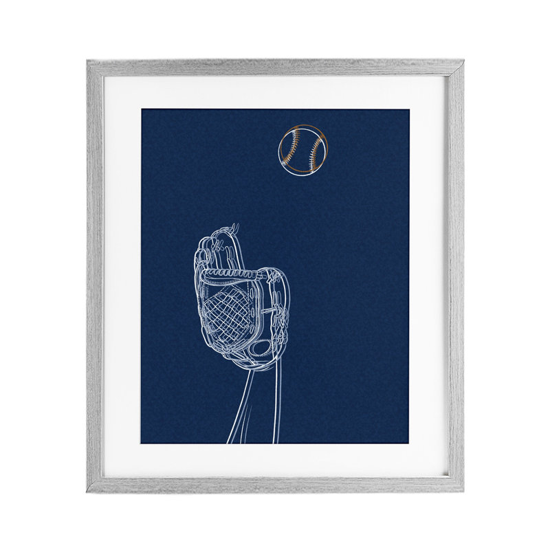 Baseball Lines Contour, impression encadrée sous verre, design par Marcus Prime, Cadre de ferme gris sous verre Farmhouse