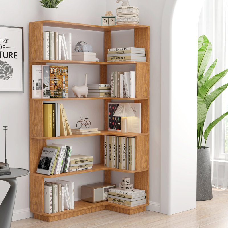 Bibliothèque de coin autoportante pour le salon, Chêne foncé