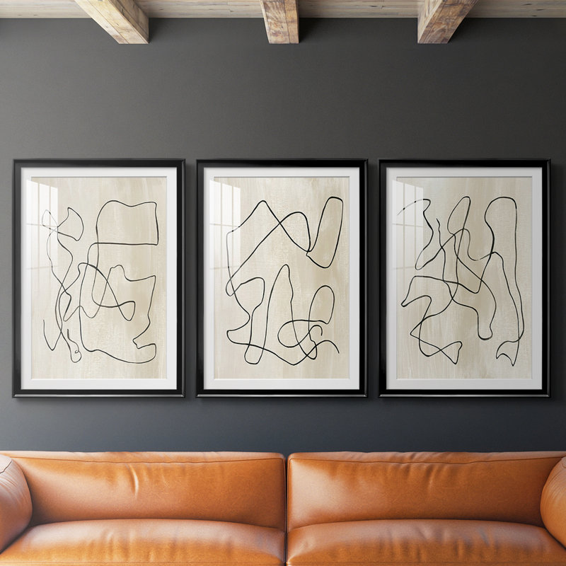 Relié I - reproduction encadrée sur mesure de qualité supérieure mate - 3 pièces, Noir, H 19 po x l 27 po