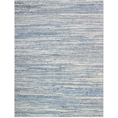 Wool Area Rug in Blue/Ivory