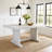 Sime Dining Table, 60 Inch Rectangular Plank Top, Off White Wood