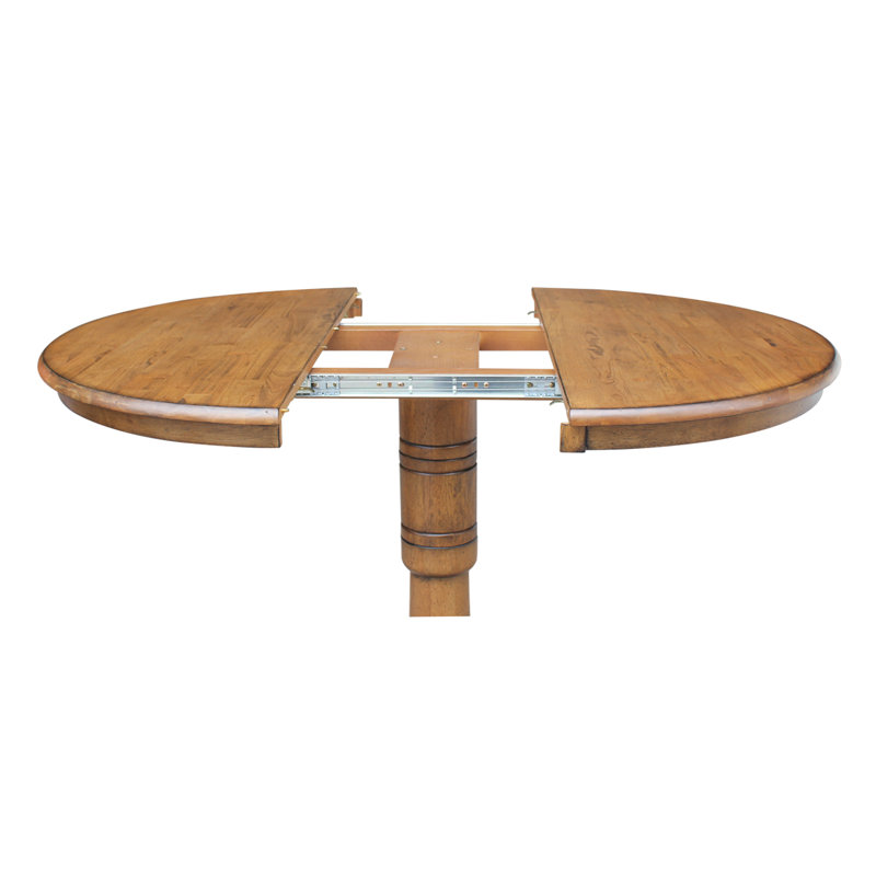 Ingbert Extendable Solid Wood Pedestal Dining Table, Pecan