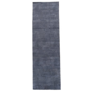 Tapis bleu marine Meandros