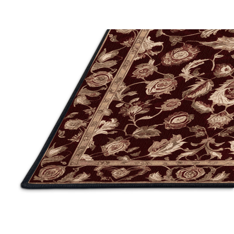 Machine Washable Persian Red Area Rug, Round 3'