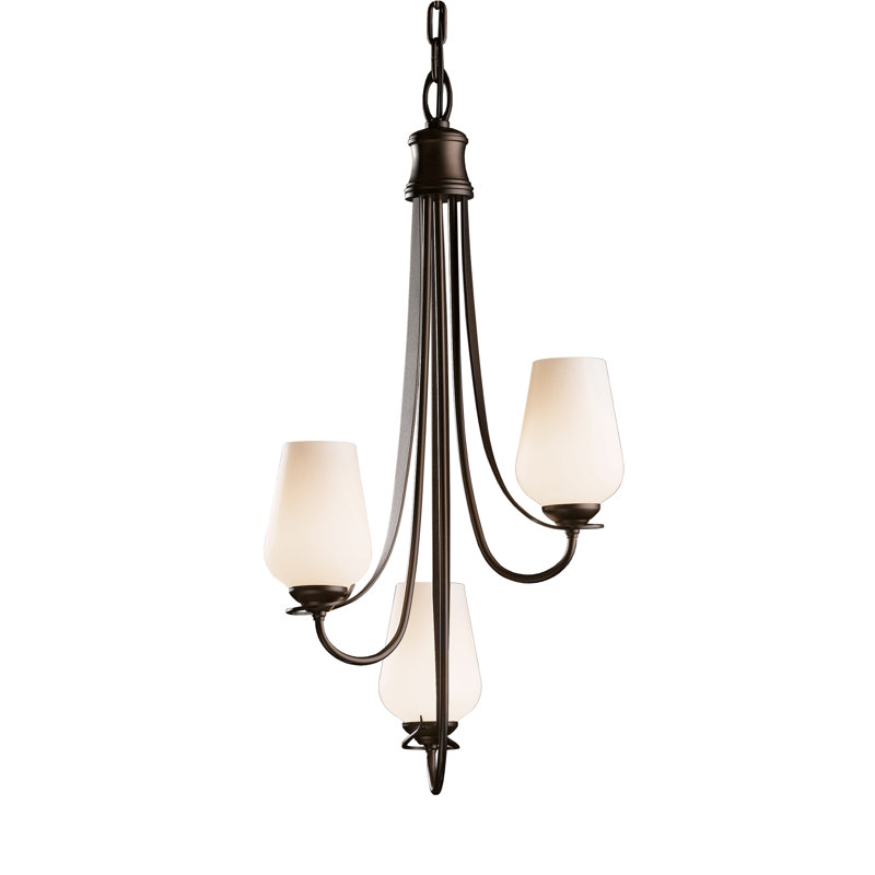 Flora 3 - Light Shaded Classic / Traditional Chandelier, Opal, Bronze