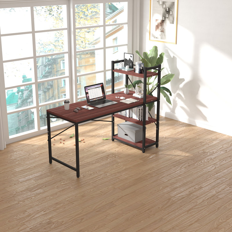 119.38cm Rectangle Writing Desk, Reddish Brown/Black