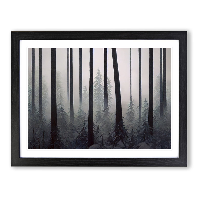 Innovative Winter Forest - Single Picture Frame Print, 46cm H x 64cm W x 2cm D, Black
