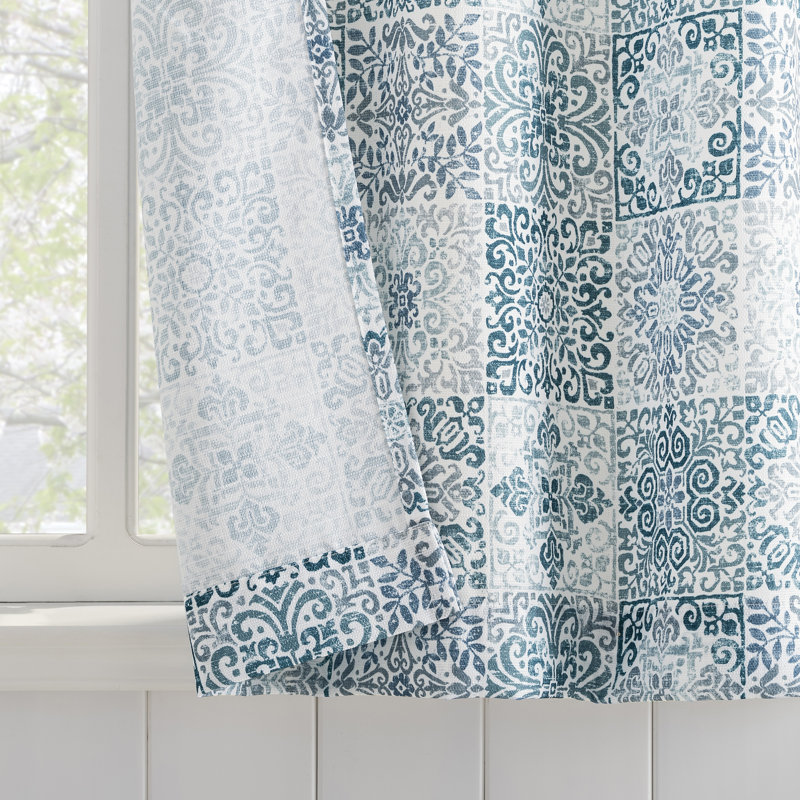 Giavonna Mosaic Semi-Sheer Rod Pocket Kitchen Curtain Tier (Set of 2), 54" W x 36" L