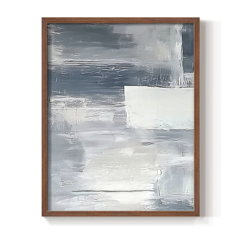 Abstrait, encadré, prêt à accrocher , H 14 po x l 11 po, Brun