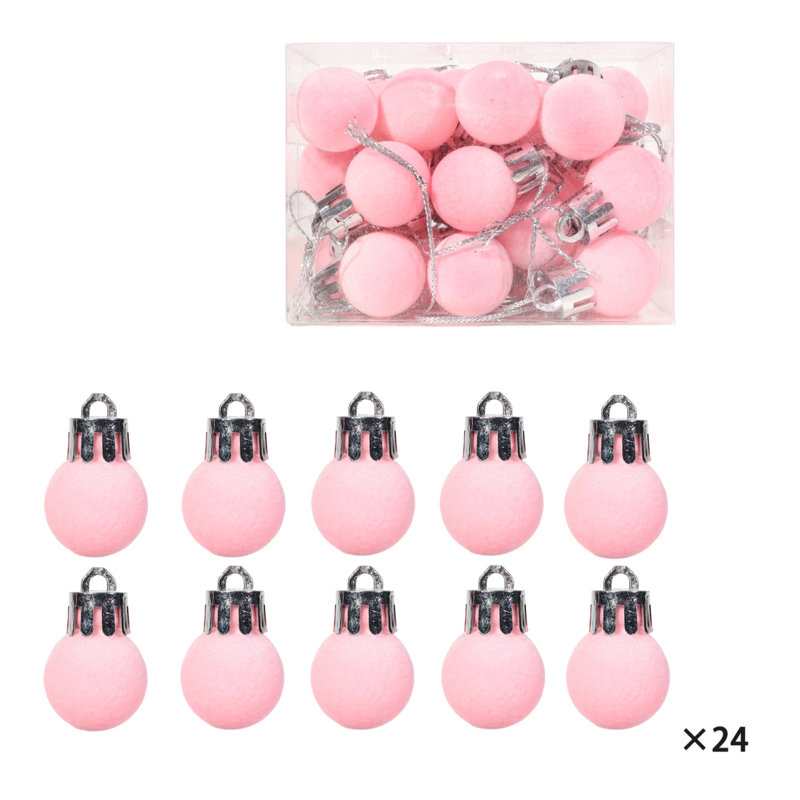 Ensemble de petites décorations de Noël en forme de boule de Noël 24 pièces 2 pièces, Rose