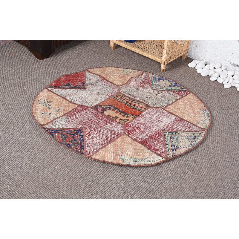 Tapis rétro, tapis rouge antique, tapis géométriques, tapis turcs, petits tapis de 3,3 x 3,3 pieds, tapis frais