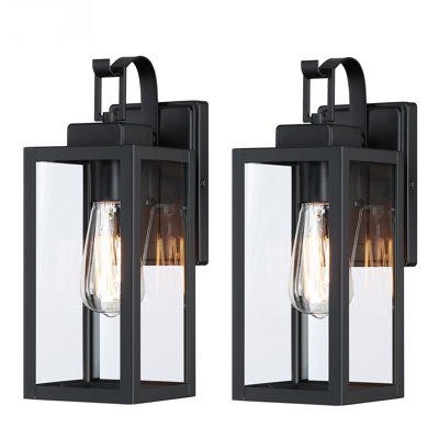 Lanterne murale d'extérieur 1 lumière noire mate 1 lumière H 13,8 po