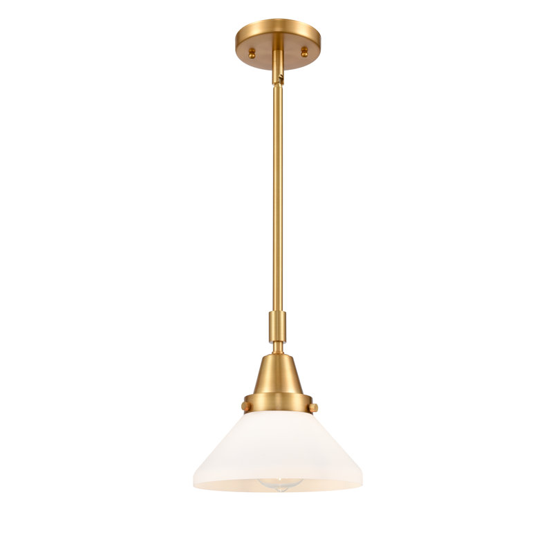 Luminaire suspendu conique 1 lumière, Blanc mat, Or satiné, DEL