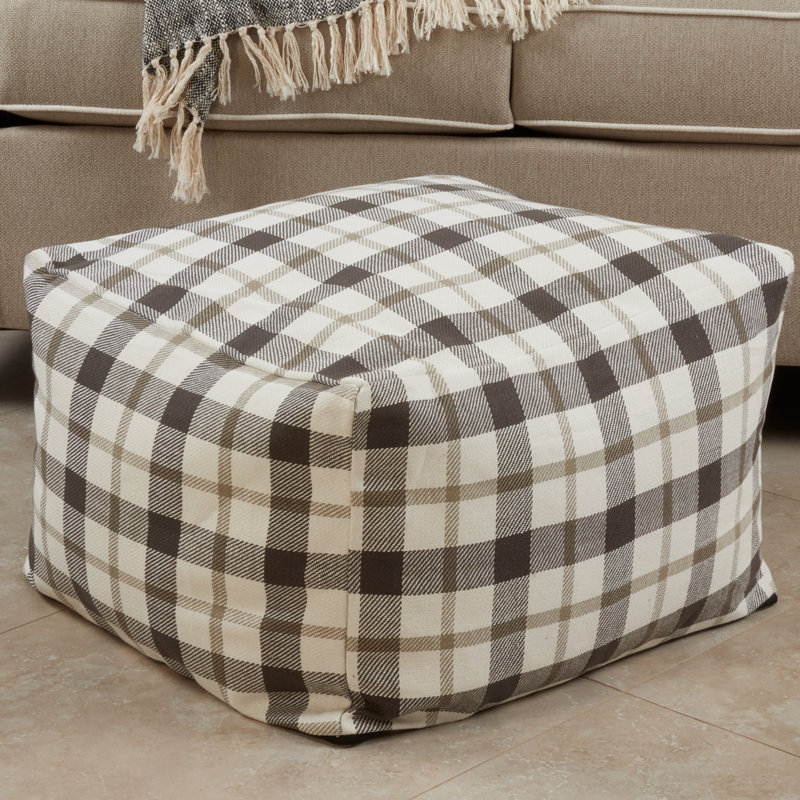 Capehart Upholstered Pouf, Gray/Cream