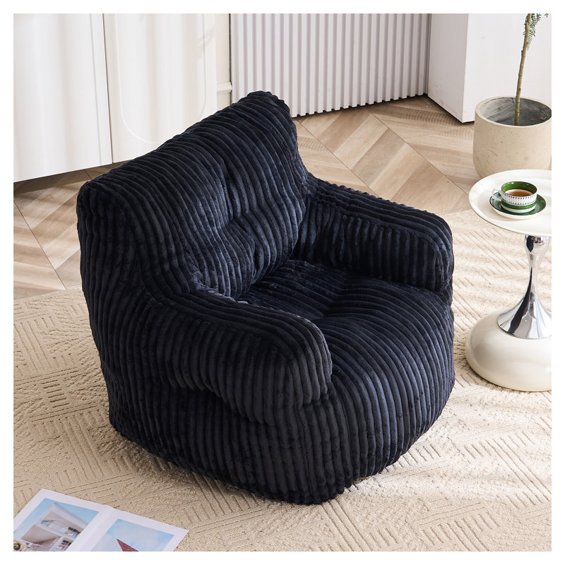 Fauteuil à billes moderne en velours côtelé avec rembourrage en mousse à mémoire de forme, noir