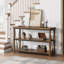 Table console étroite avec rangement à trois niveaux pour entrée rustique