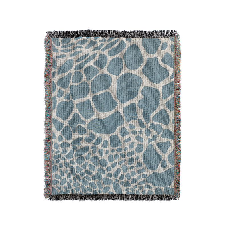 Jeté en mélange de coton à imprimé animal Zuma, L 60 po x l 60 po, Bleu clair