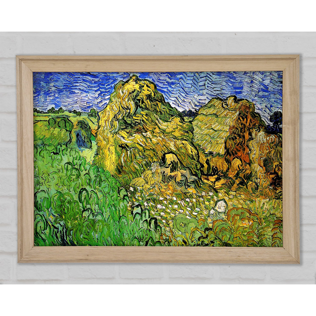 Van Gogh Feld mit Weizenstapeln - Einzelner Bilderrahmen Kunstdrucke