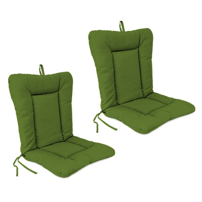 21" x 38" Veranda Hunter Solid Outdoor Chair Cushion with Ties and Hanger Loop (Set of 2) by Hokku Designs