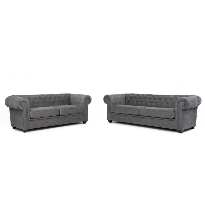 Allegra 2 Piece Sofa Set, Dark Grey