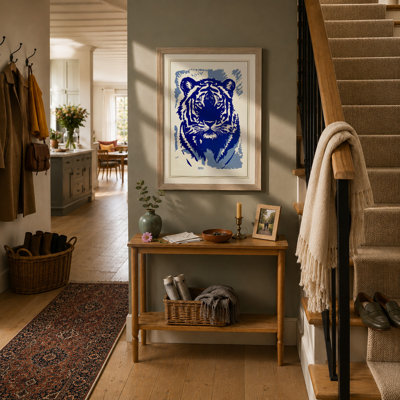 Striking Tiger Head Modern - Framed Print