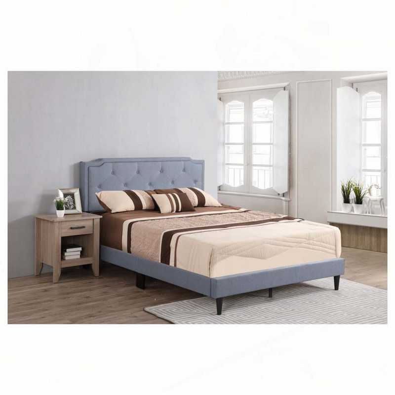 Lit tapissier, Bleu, Lit double