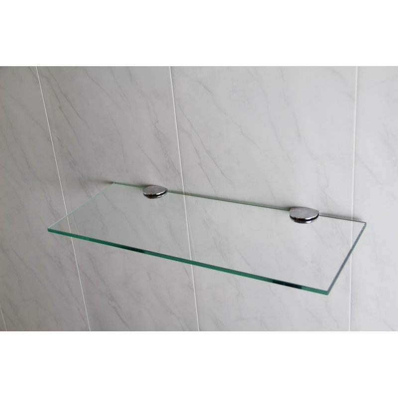 Fanniemae Glass Floating Shelf with Adjustable Shelves, Clear, 0.6cm H x 40cm W x 15cm D