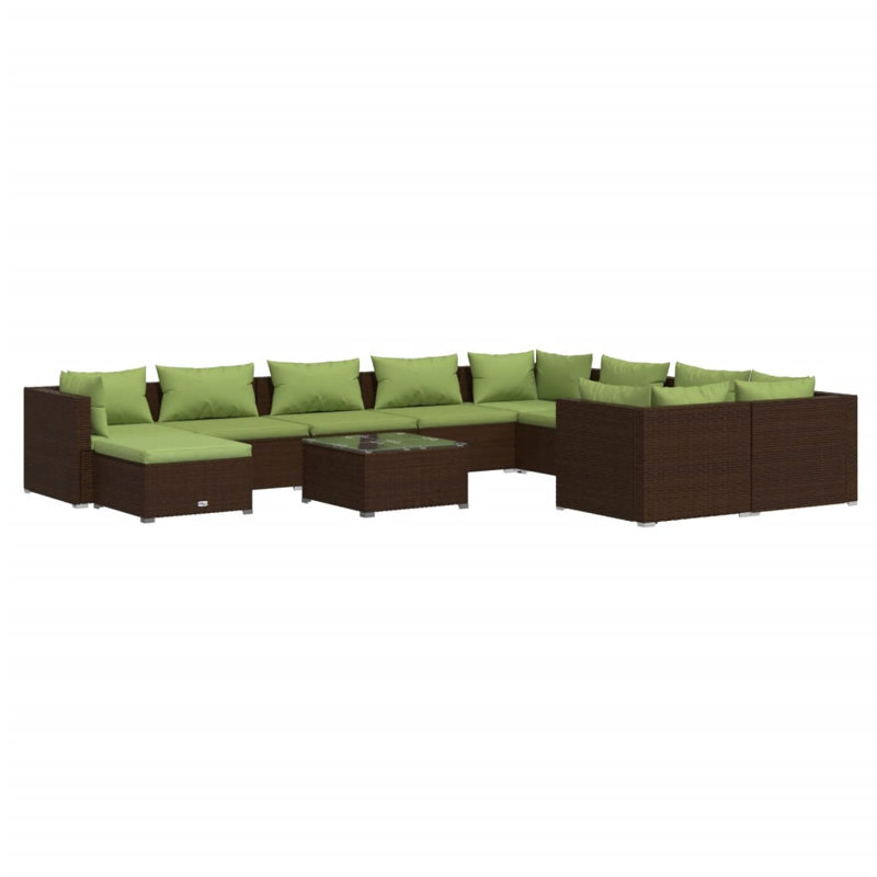 Ensemble modulaire de patio 23,6 po de large avec coussins, Brun, Vert