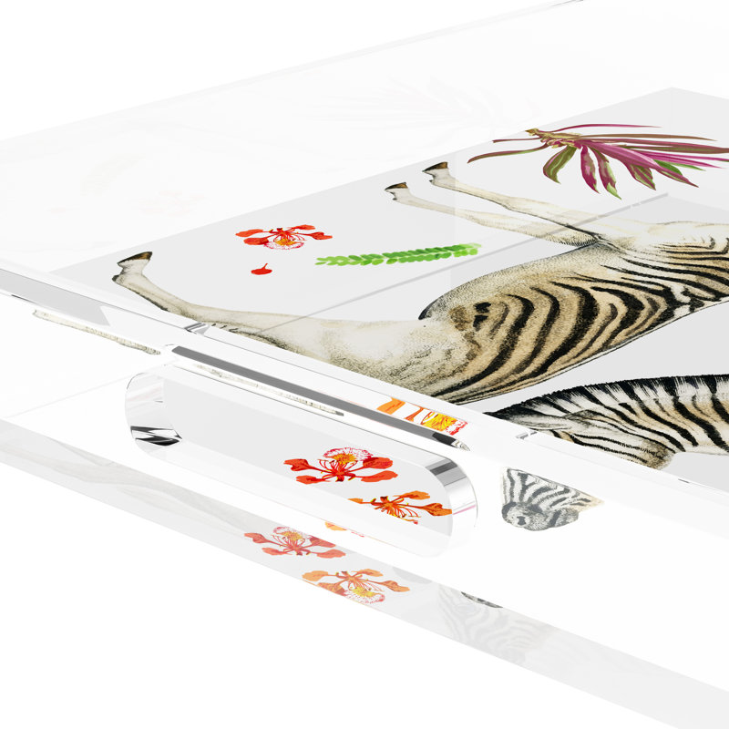 Zebra Seeing Double Acrylic Square Decorative Tray, 12"W x 12"D x 2"H