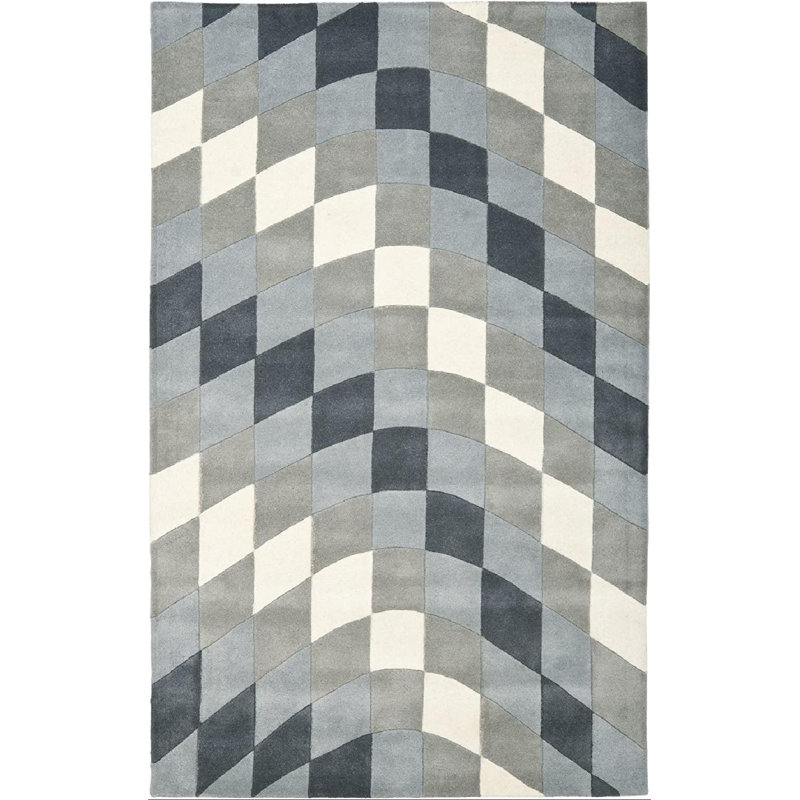 Tapis géométrique en laine et en viscose touffeté à la main Avickel Soho, Rectangle de 5 pi x 8 pi