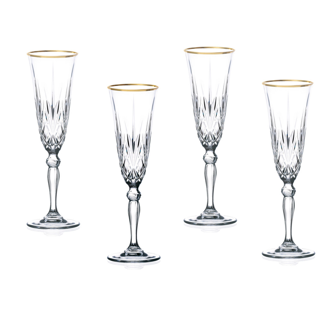 Siena 6oz. Crystal Flute Set (Set of 4) Lorren Home Trends