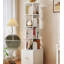 Bibliothèque rotative, bibliothèque d'angle à 5 niveaux à 360 degrés, étagère de rangement pour bibliothèque au sol, étagère à livres étroite en bois pour la chambre à coucher (BLANC)