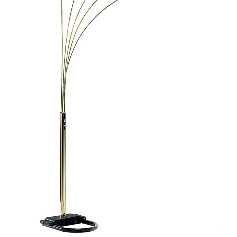 84 Inch Tall Metal Floor Lamp With Polished Brass Finish And 5 Adjustable Arch Arms,  For Enhancing Any Room's Ambiance And Functionality.